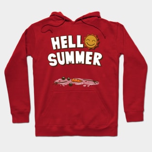 Hello Summer Funny Summer Sun Frozen Snowman Outdoors Cartoon Hoodie